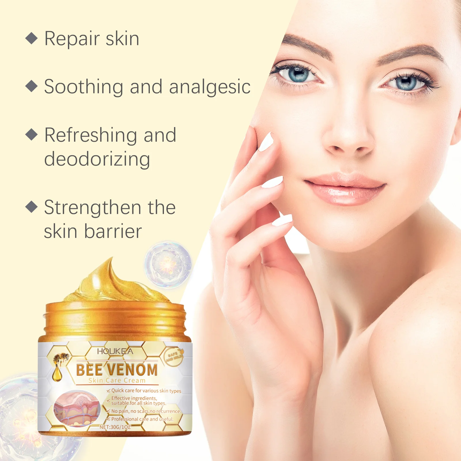 HOUKEA Bee Venom Skin Care Cream – Anti-Aging Face Moisturizer for Wrinkles, Fine Lines & Firming – 100% Original (Best Anti-Aging Cream in UAE)